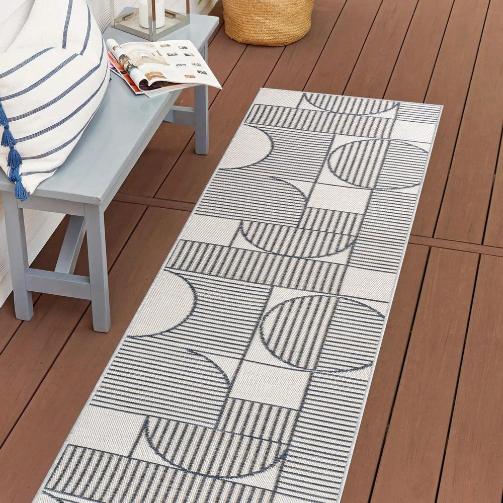 Couristan Mid-Century Modern Geometric Lines Reversible Machine-Washable Indoor/Outdoor Area Rug
