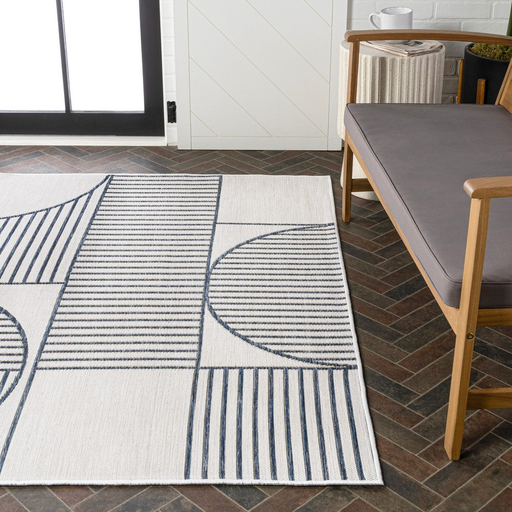 Couristan Mid-Century Modern Geometric Lines Reversible Machine-Washable Indoor/Outdoor Area Rug