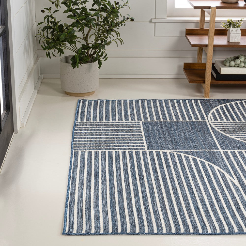 Couristan Mid-Century Modern Geometric Lines Reversible Machine-Washable Indoor/Outdoor Area Rug