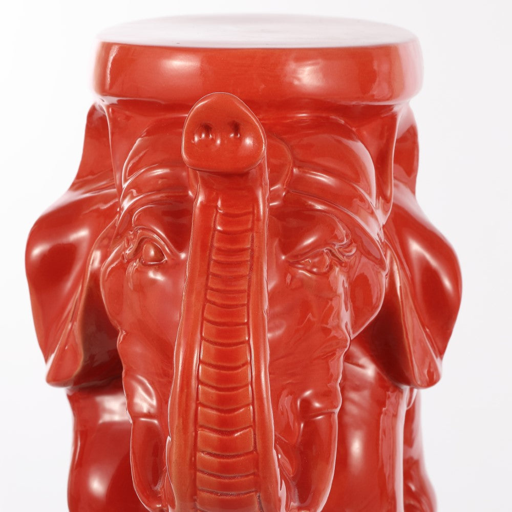 Trina White Elephant 14.2" Ceramic Garden Stool