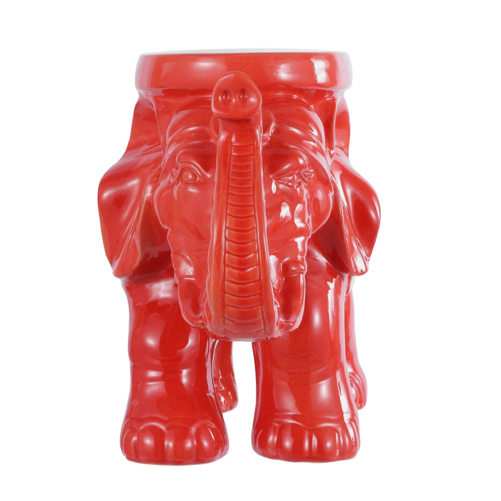 Trina White Elephant 14.2" Ceramic Garden Stool