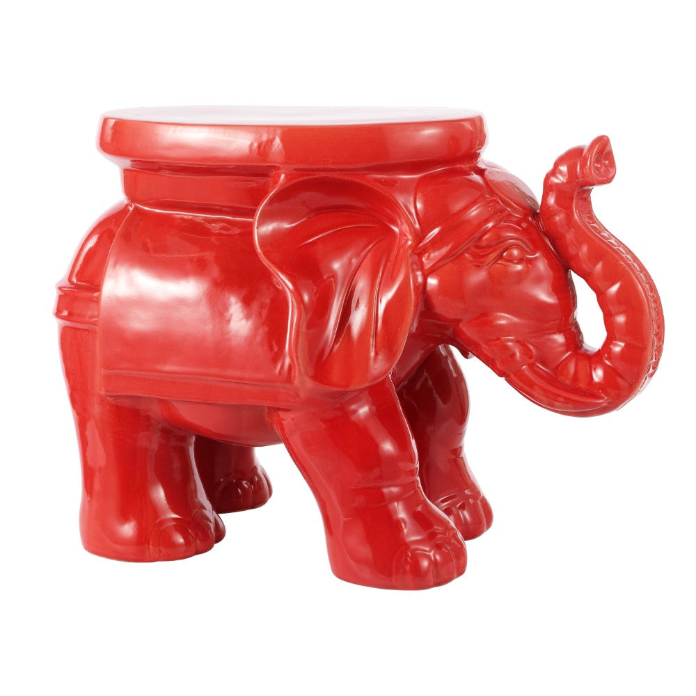 Trina White Elephant 14.2" Ceramic Garden Stool