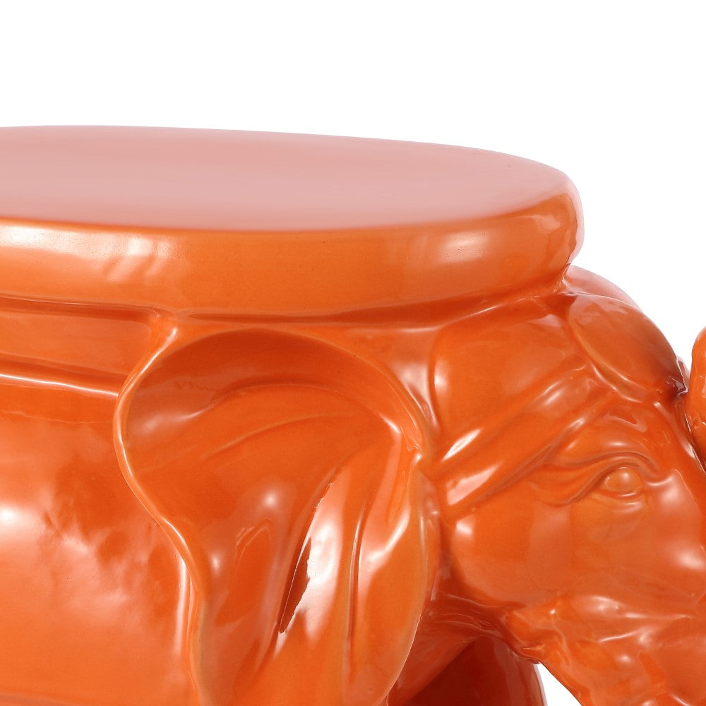Trina White Elephant 14.2" Ceramic Garden Stool