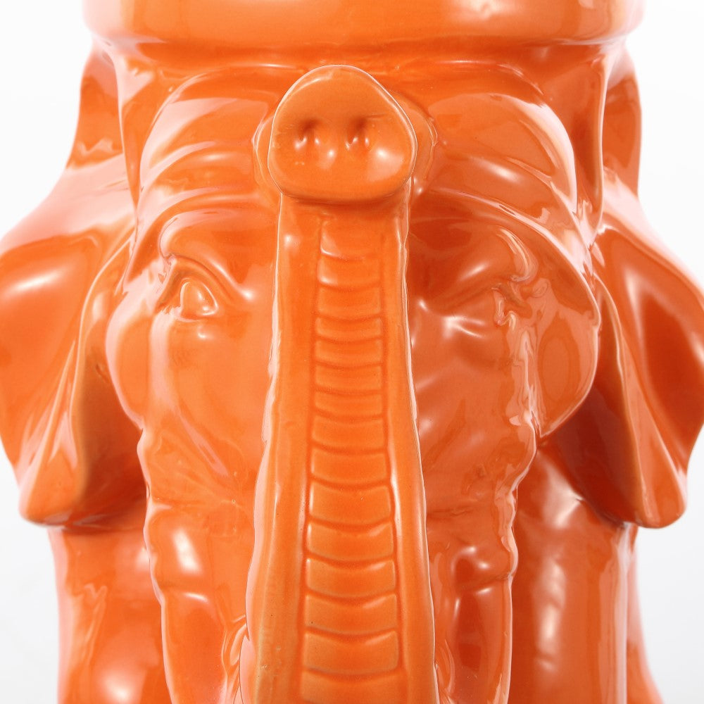 Trina White Elephant 14.2" Ceramic Garden Stool
