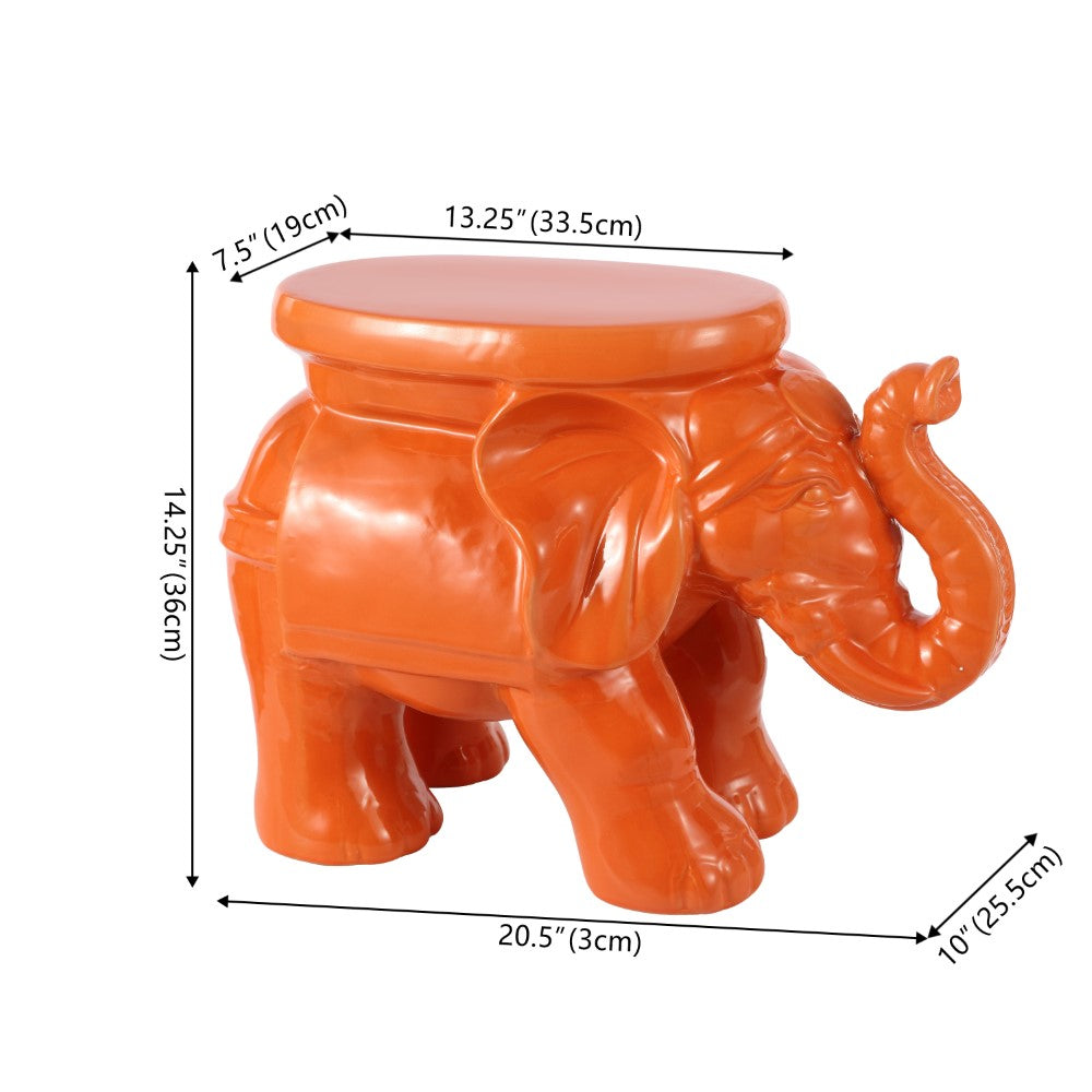 Trina White Elephant 14.2" Ceramic Garden Stool