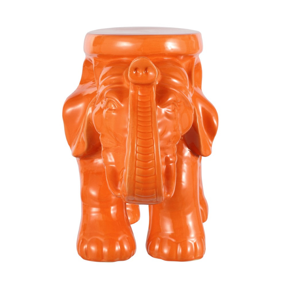 Trina White Elephant 14.2" Ceramic Garden Stool