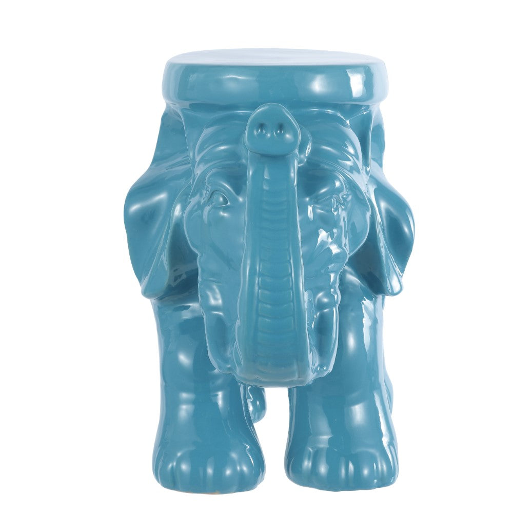 Trina White Elephant 14.2" Ceramic Garden Stool