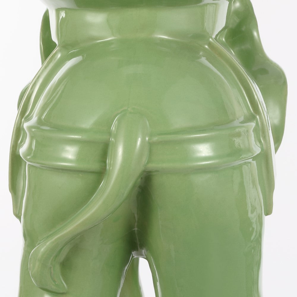 Trina White Elephant 14.2" Ceramic Garden Stool