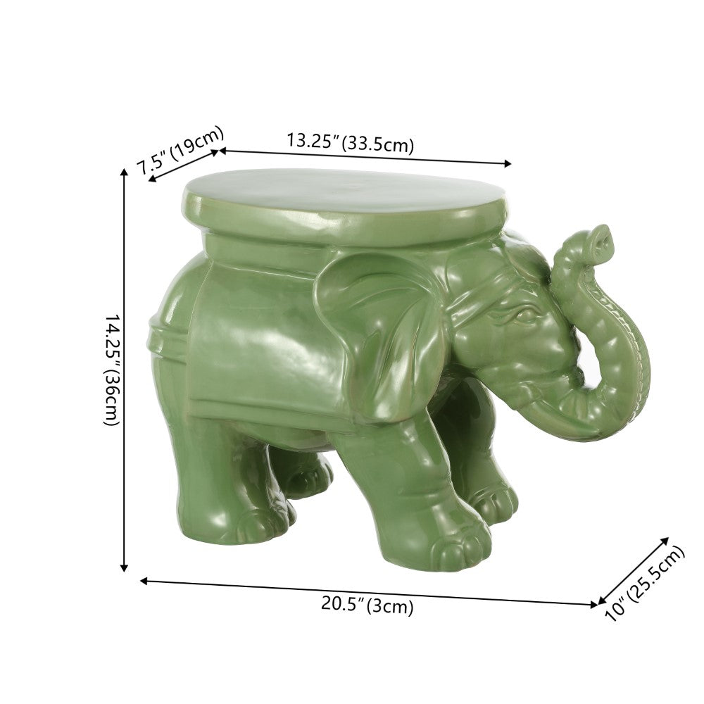 Trina White Elephant 14.2" Ceramic Garden Stool