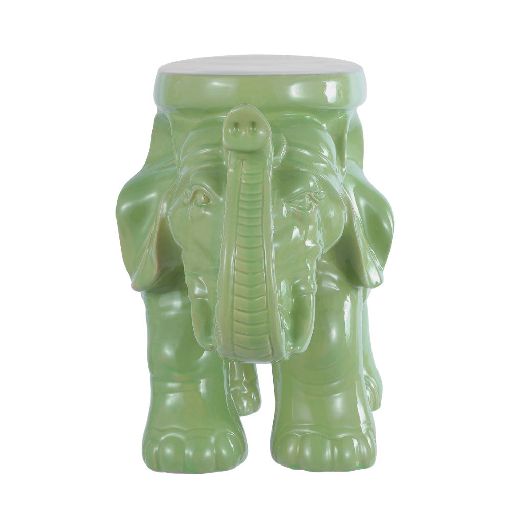 Trina White Elephant 14.2" Ceramic Garden Stool
