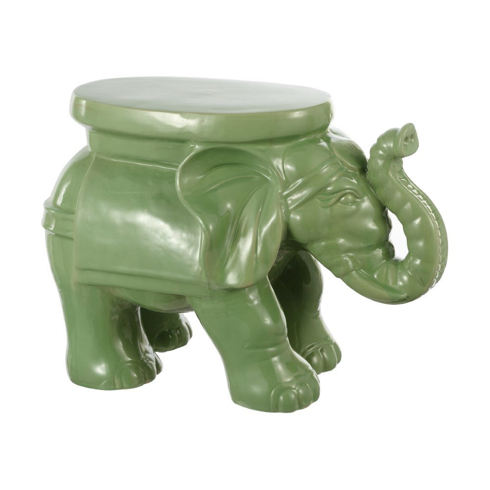 Trina White Elephant 14.2" Ceramic Garden Stool