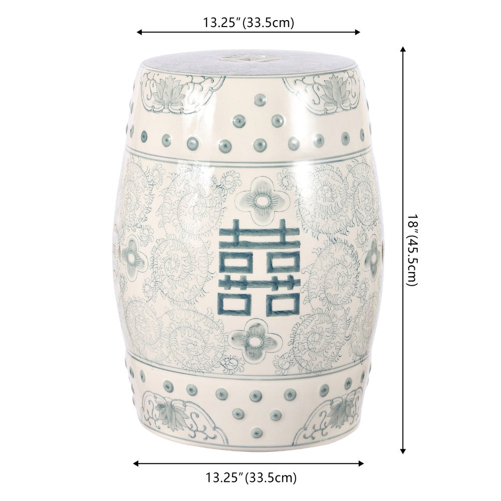 Moroccan Happiness 18" Chinoiserie Ceramic Drum Garden Stool