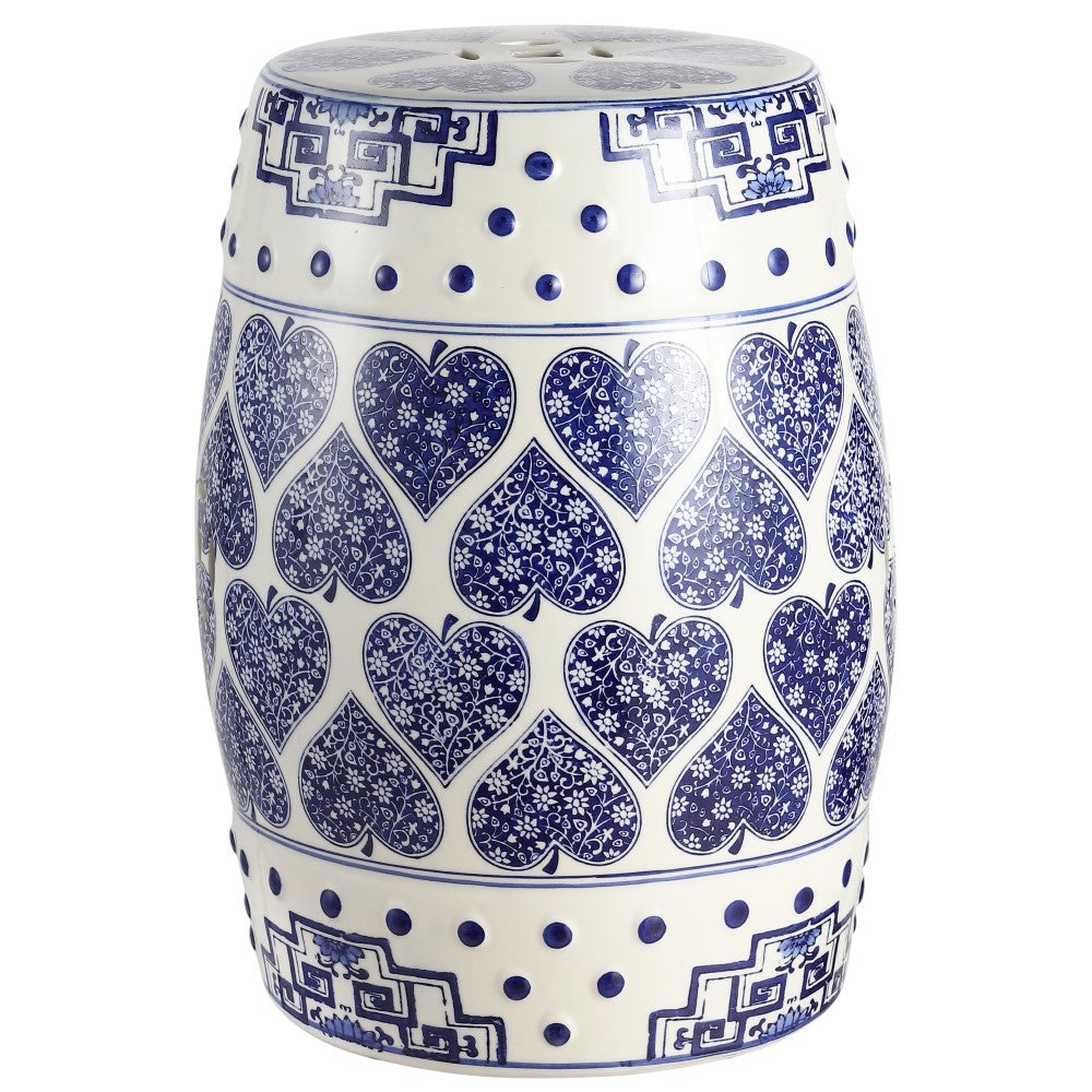 Hal 17.8" Chinoiserie Ceramic Drum Garden Stool