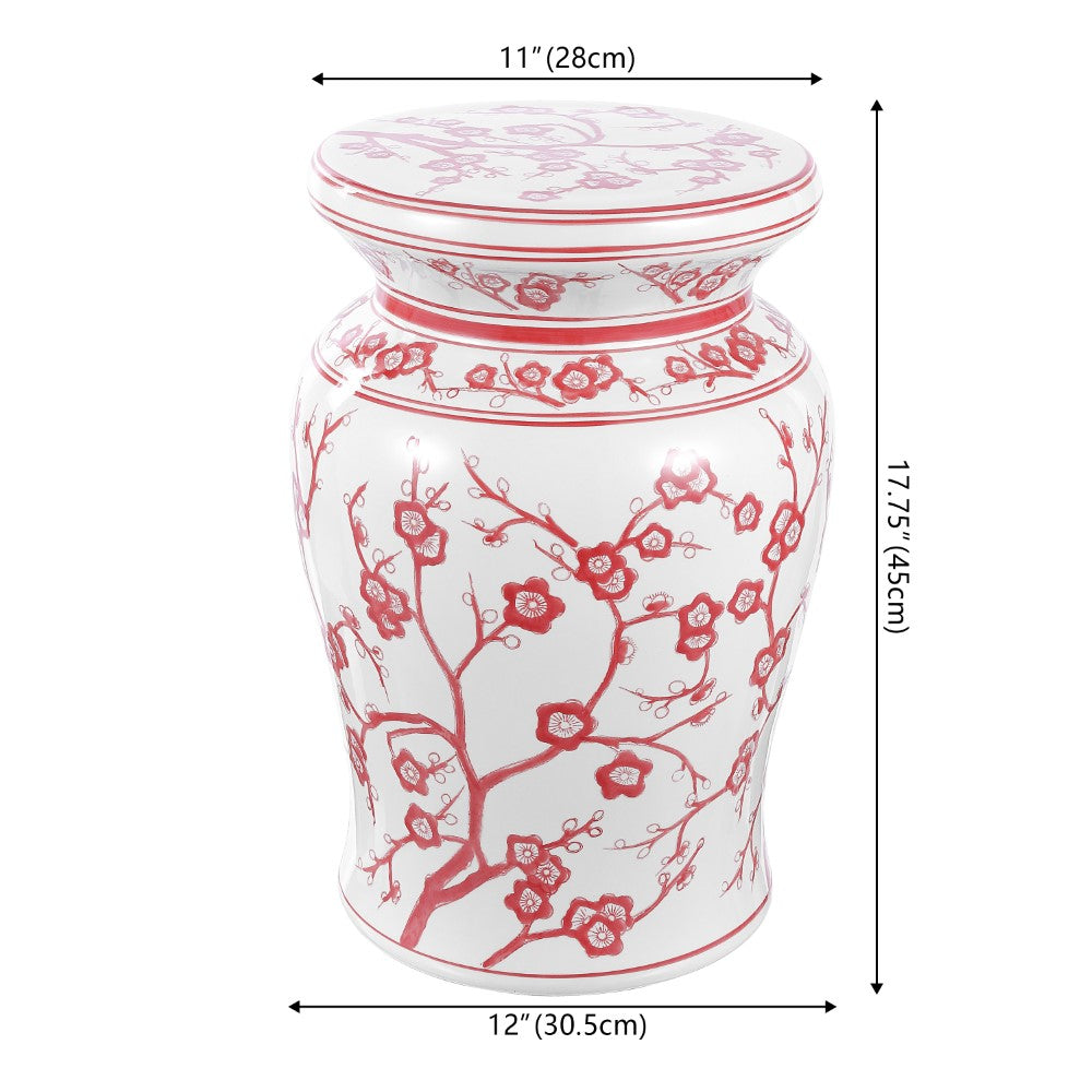 Surya Blossom 17.7" Ceramic Garden Stool