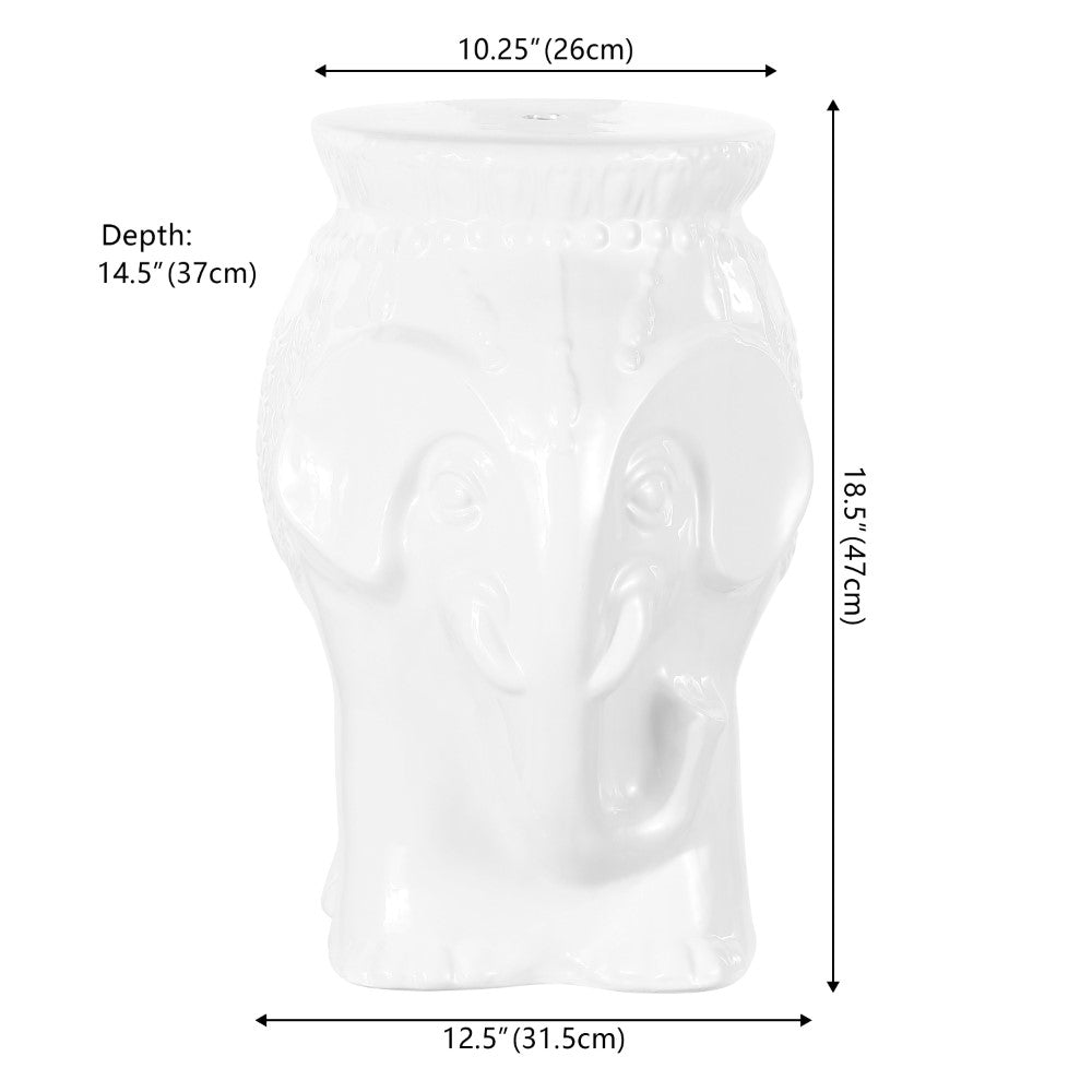 Orlaa 18.5" Modern Bohemian Elephant Ceramic Garden Stool