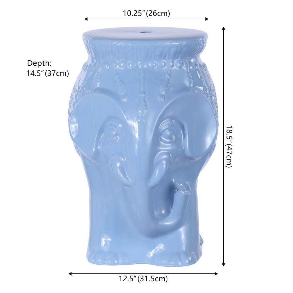 Orlaa 18.5" Modern Bohemian Elephant Ceramic Garden Stool