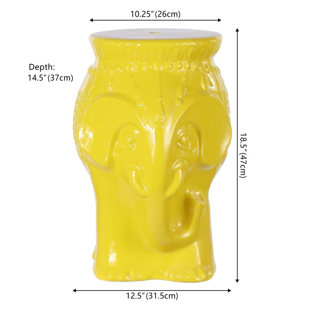 Orlaa 18.5" Modern Bohemian Elephant Ceramic Garden Stool