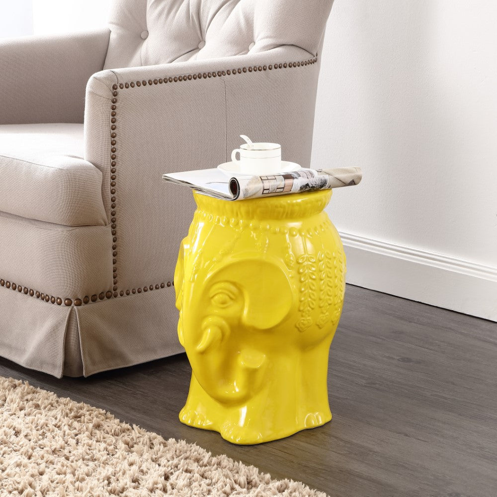 Orlaa 18.5" Modern Bohemian Elephant Ceramic Garden Stool