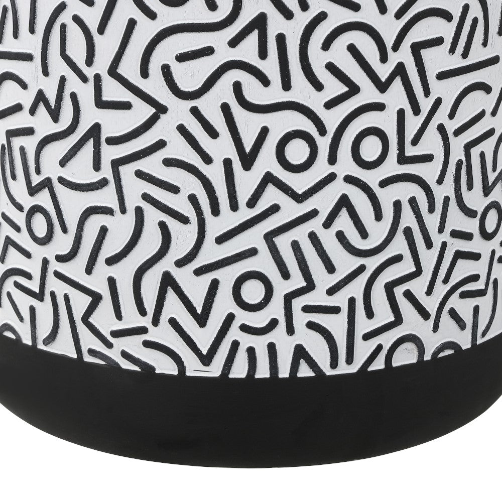 Vernis 17.75" Modern Bohemian Geometric Drum Garden Stool