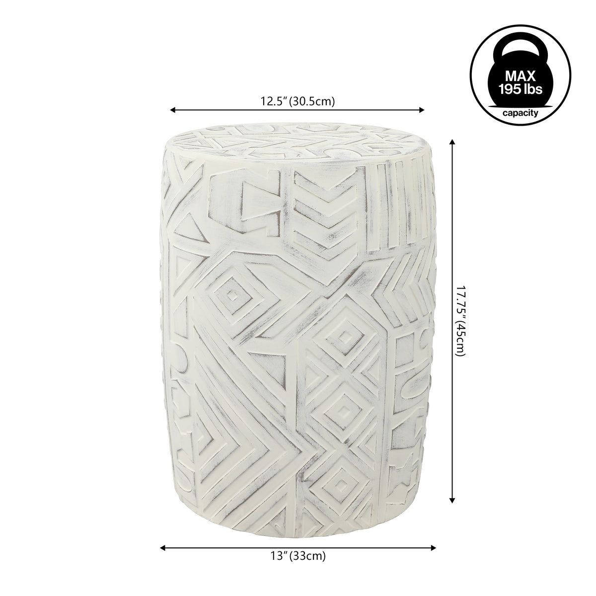 Jimothy 17.75" Geometric Drum Garden Stool