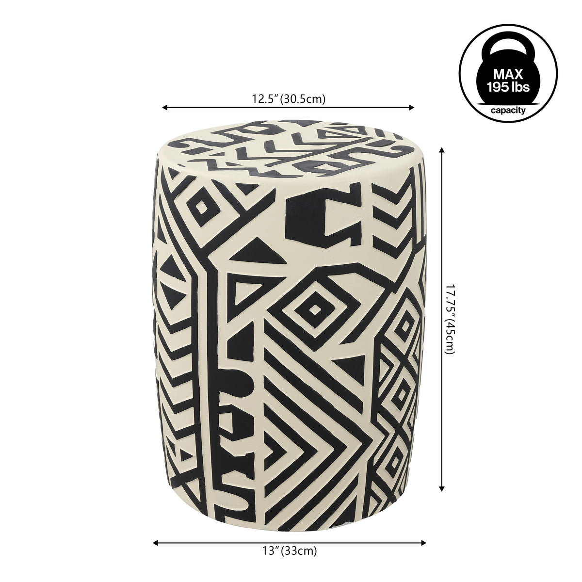 Jimothy 17.75" Geometric Drum Garden Stool
