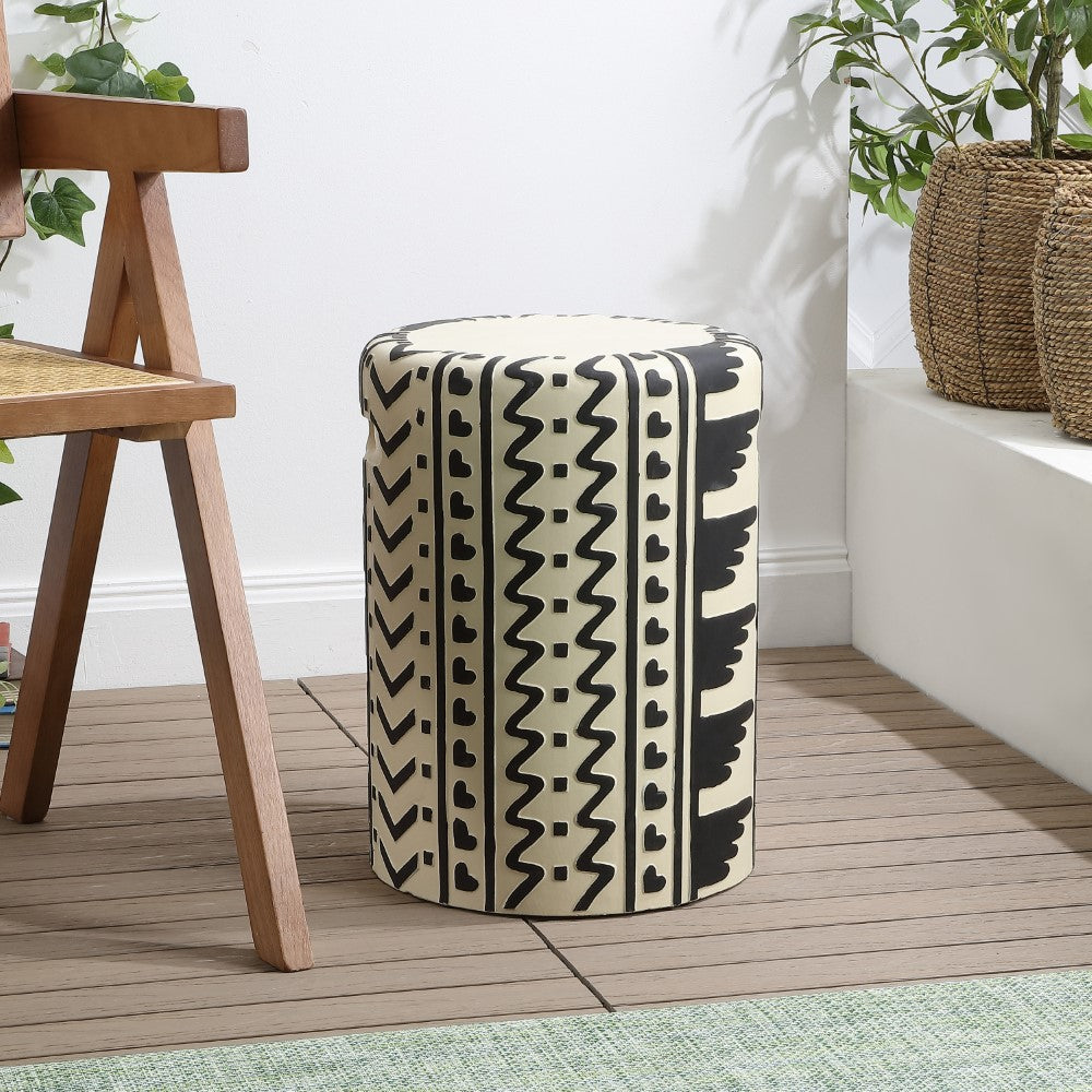 Rugvor 18" MidCentury Modern Geometric Drum Garden Stool