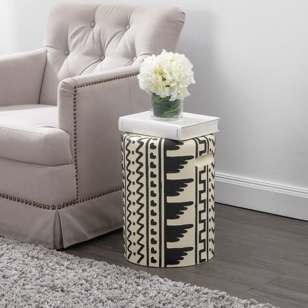 Rugvor 18" MidCentury Modern Geometric Drum Garden Stool