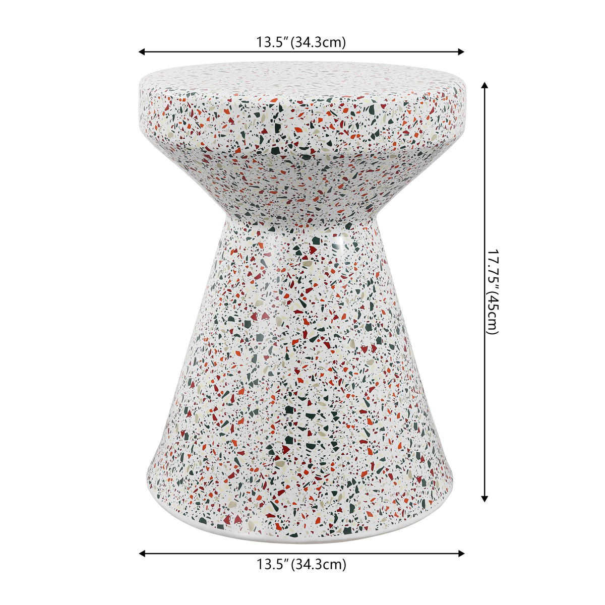 Leaf 17.75" Modern Bohemian Terrazzo Indoor/Outdoor Drum Accent Table