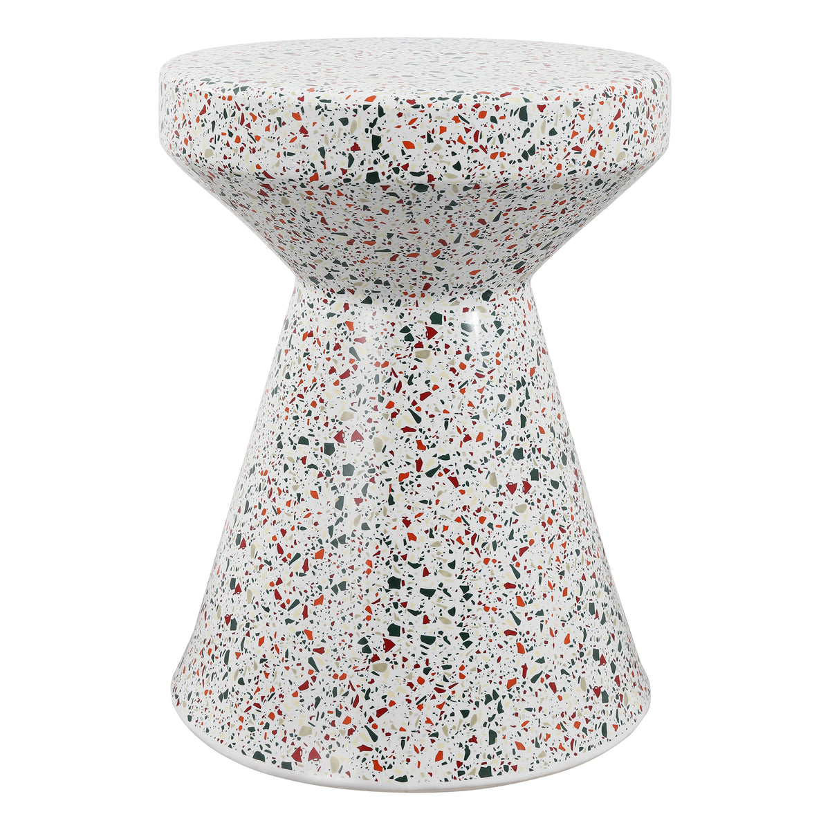 Leaf 17.75" Modern Bohemian Terrazzo Indoor/Outdoor Drum Accent Table
