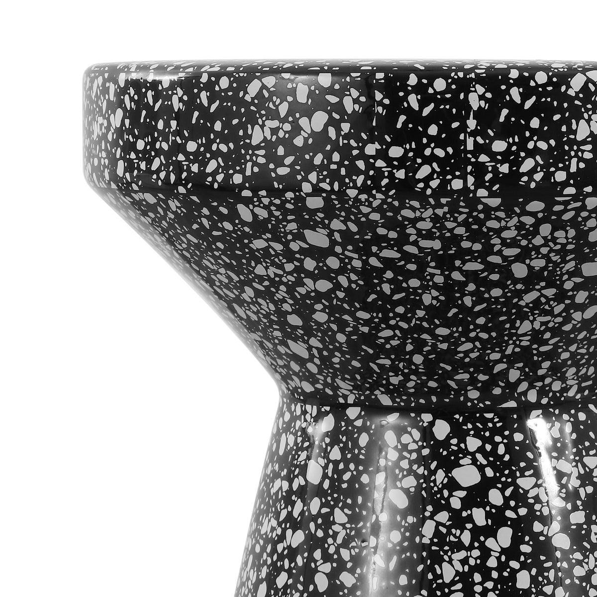 Leaf 17.75" Modern Bohemian Terrazzo Indoor/Outdoor Drum Accent Table