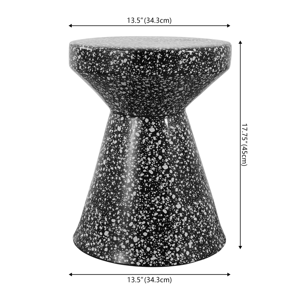 Leaf 17.75" Modern Bohemian Terrazzo Indoor/Outdoor Drum Accent Table
