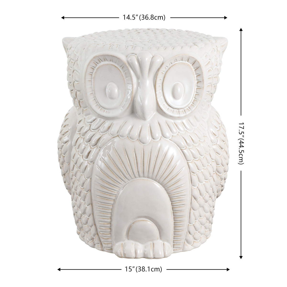 Millie 17.5" Classic Vintage Ceramic Indoor/Outdoor Owl Garden Stool