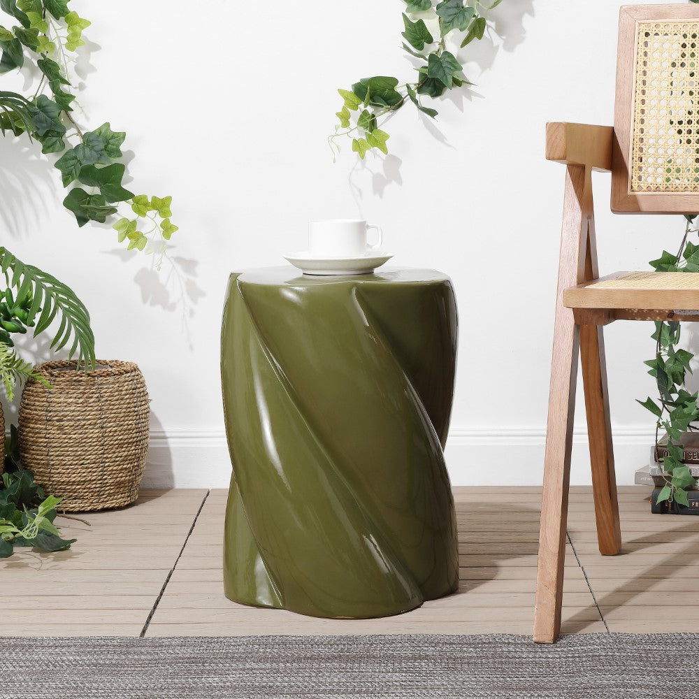 Yves Modern Minimalist Rope Twist Ceramic Indoor/Outdoor Garden Stool