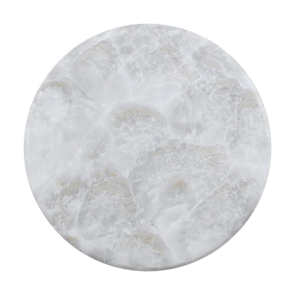 Zeus 16.75" Modern Minimalist Faux Marble Column Indoor/Outdoor Accent Table