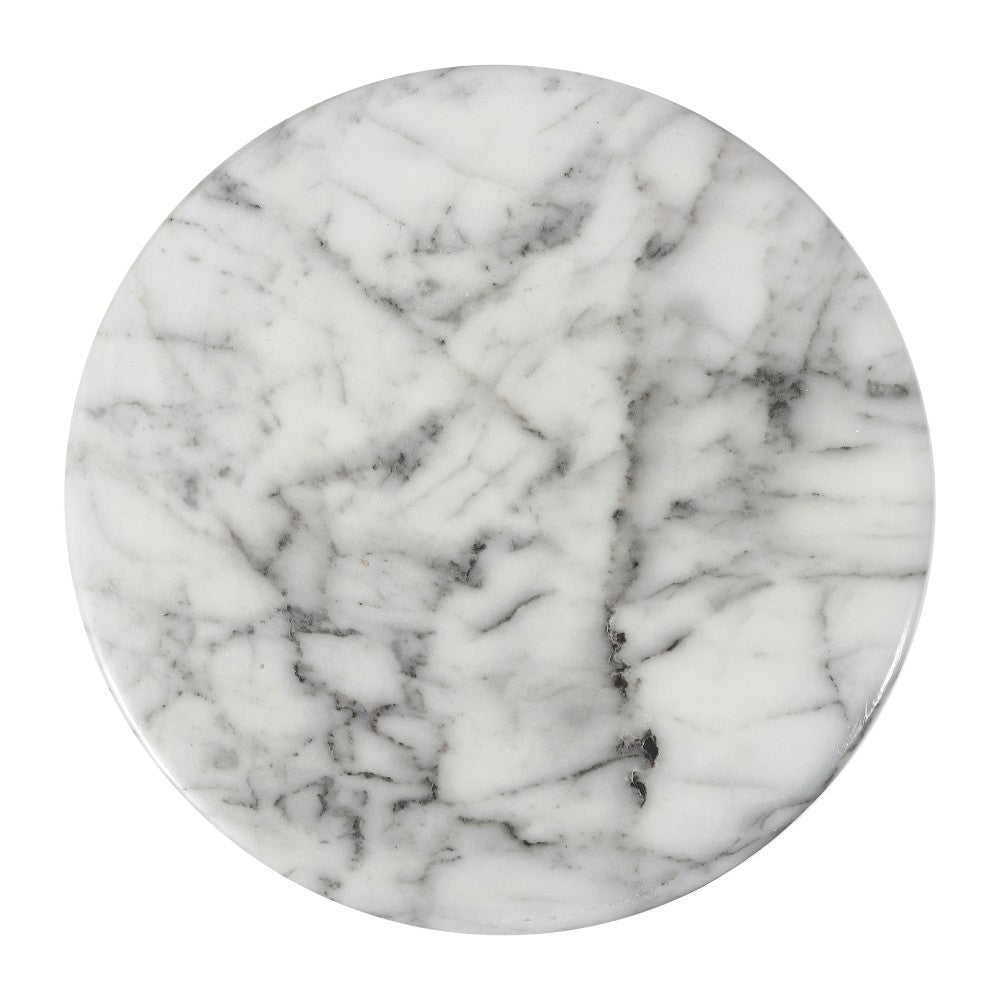 Zeus 16.75" Modern Minimalist Faux Marble Column Indoor/Outdoor Accent Table