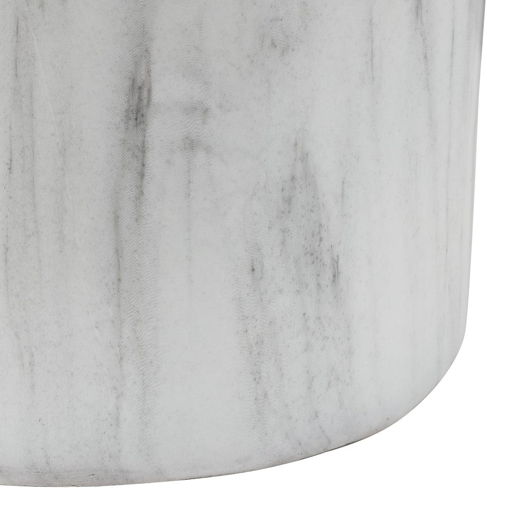 Zeus 16.75" Modern Minimalist Faux Marble Column Indoor/Outdoor Accent Table