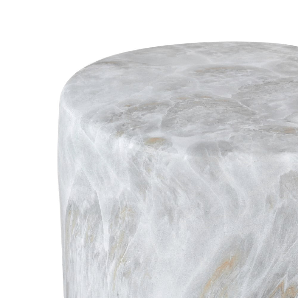 Zeus 16.75" Modern Minimalist Faux Marble Column Indoor/Outdoor Accent Table