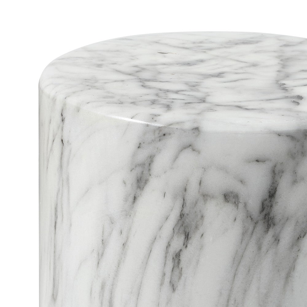 Zeus 16.75" Modern Minimalist Faux Marble Column Indoor/Outdoor Accent Table