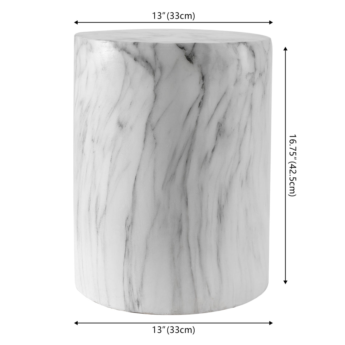 Zeus 16.75" Modern Minimalist Faux Marble Column Indoor/Outdoor Accent Table