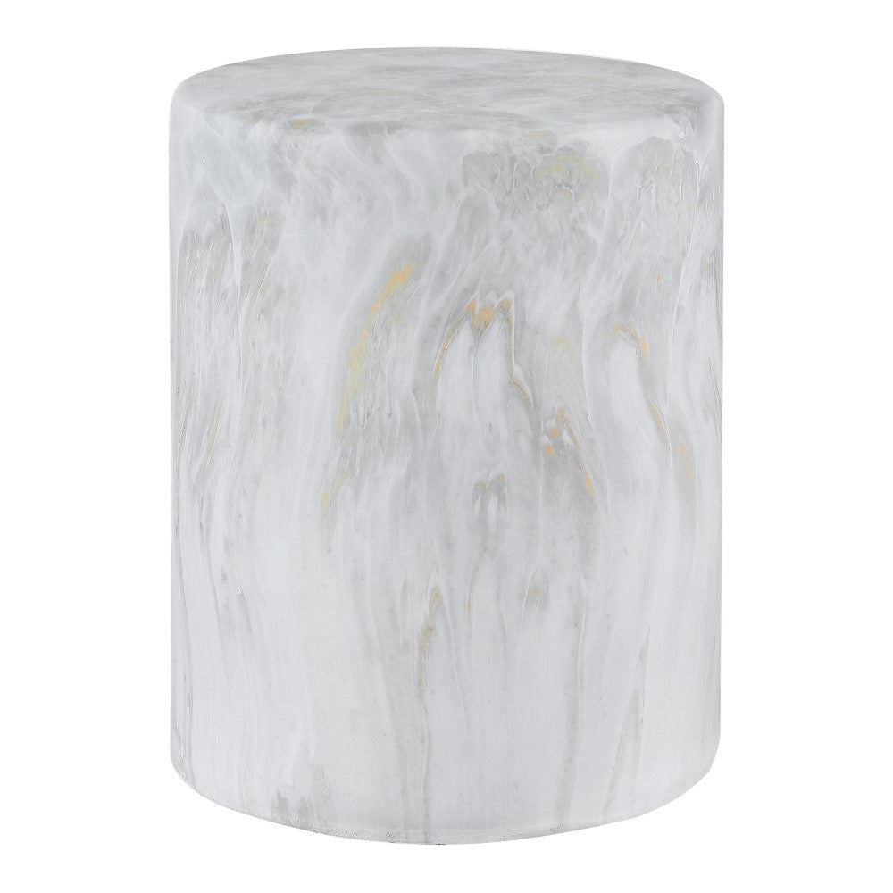 Zeus 16.75" Modern Minimalist Faux Marble Column Indoor/Outdoor Accent Table