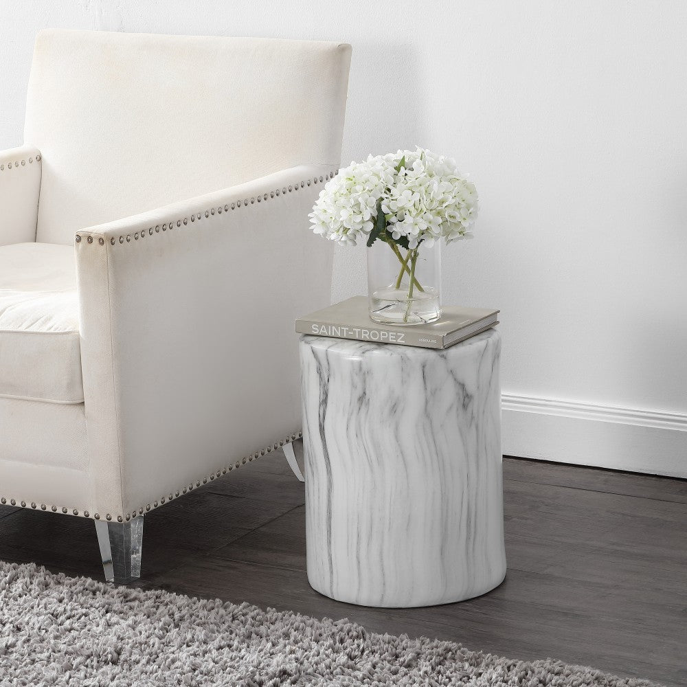Zeus 16.75" Modern Minimalist Faux Marble Column Indoor/Outdoor Accent Table