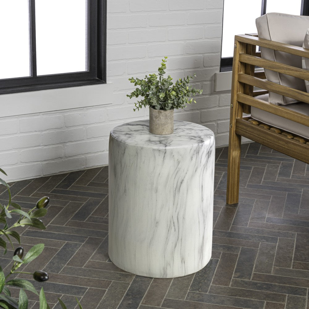 Zeus 16.75" Modern Minimalist Faux Marble Column Indoor/Outdoor Accent Table