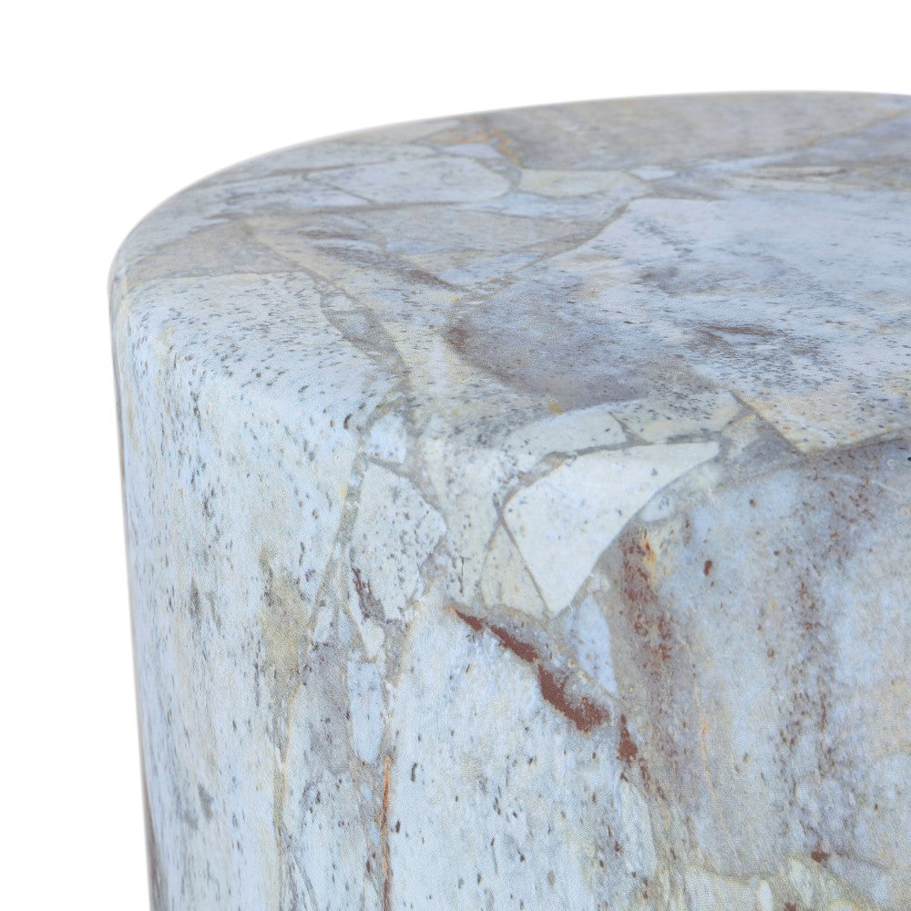 Zeus 16.75" Modern Minimalist Faux Marble Column Indoor/Outdoor Accent Table