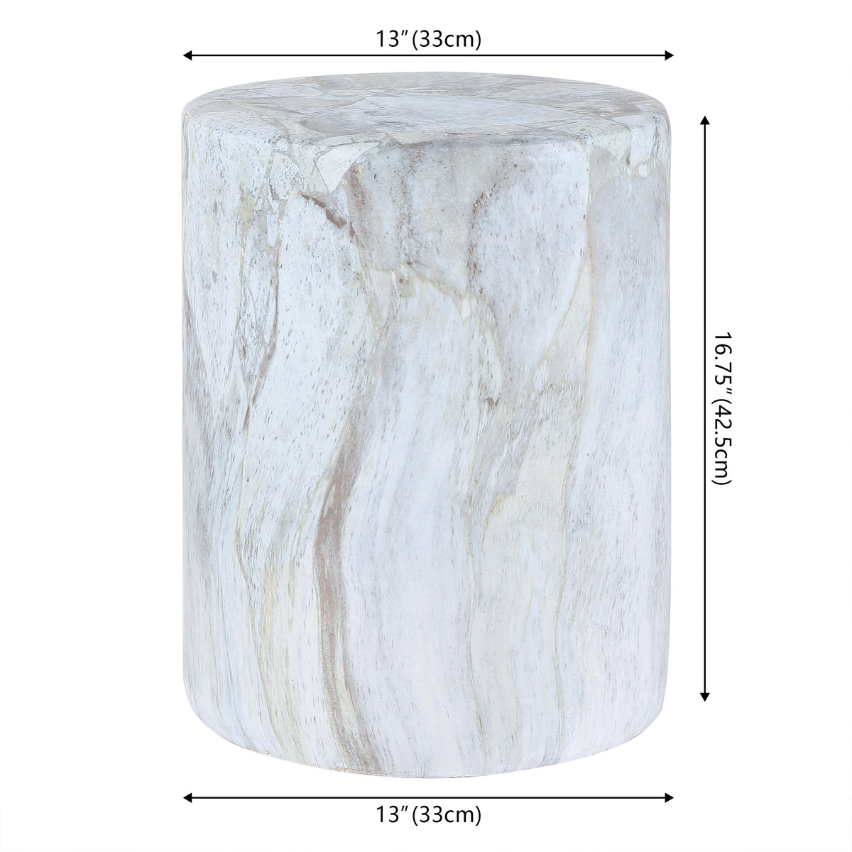 Zeus 16.75" Modern Minimalist Faux Marble Column Indoor/Outdoor Accent Table