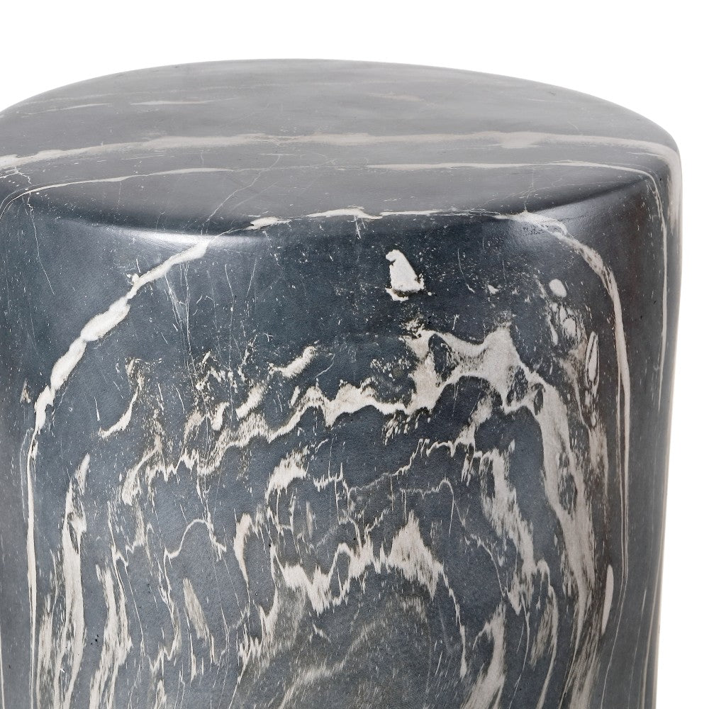 Zeus 16.75" Modern Minimalist Faux Marble Column Indoor/Outdoor Accent Table