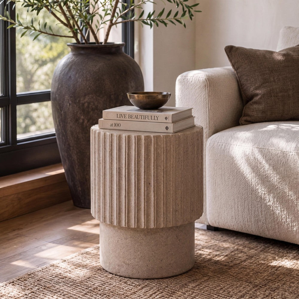 Harper 19" Modern Art Deco Tambour Accent Table
