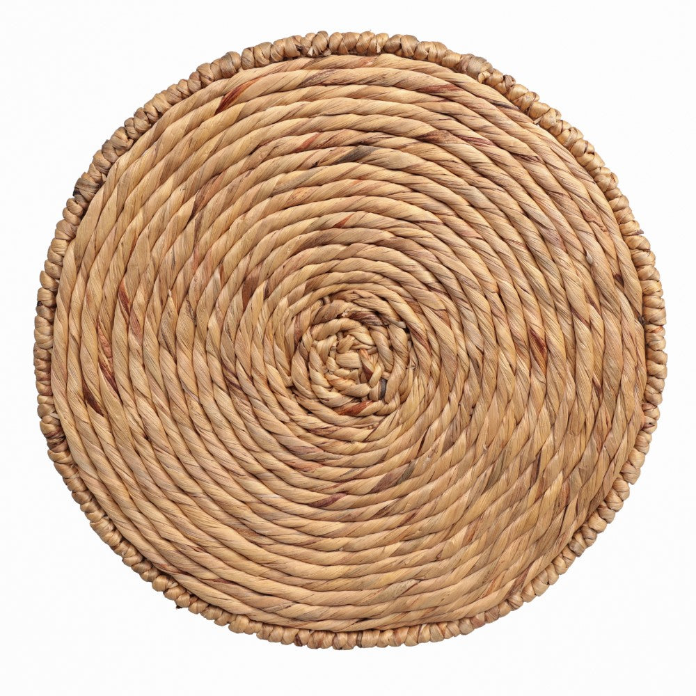 Virello 19.65" Coastal Bohemian Handwoven Water Hyacinth Round Accent Side Table