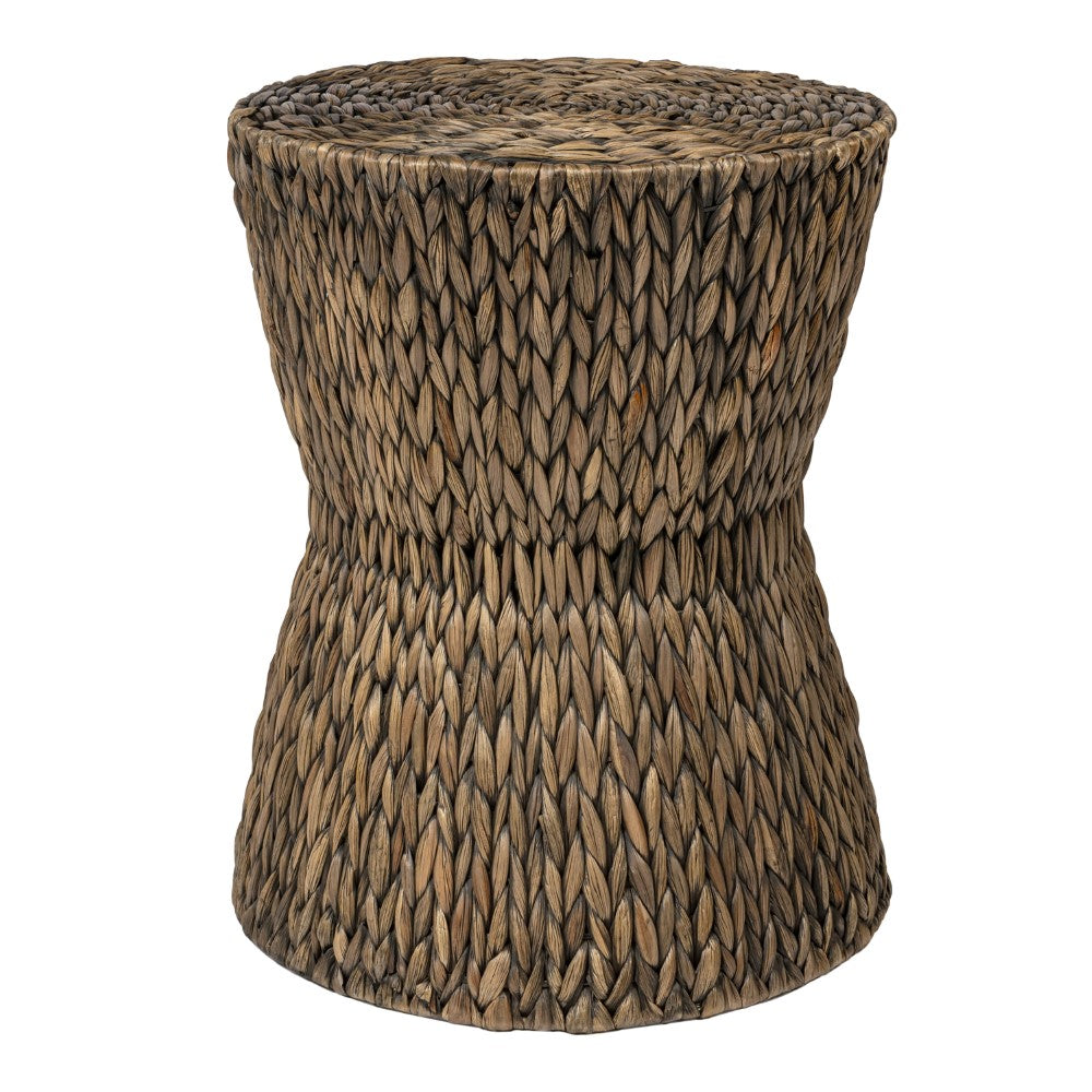 Alvion 15.75" Coastal Bohemian Handwoven Water Hyacinth Round Hourglass End Table
