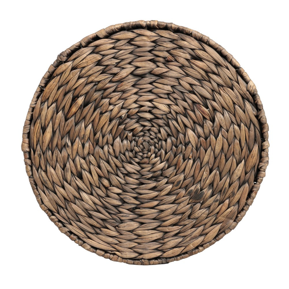 Alvion 15.75" Coastal Bohemian Handwoven Water Hyacinth Round Hourglass End Table