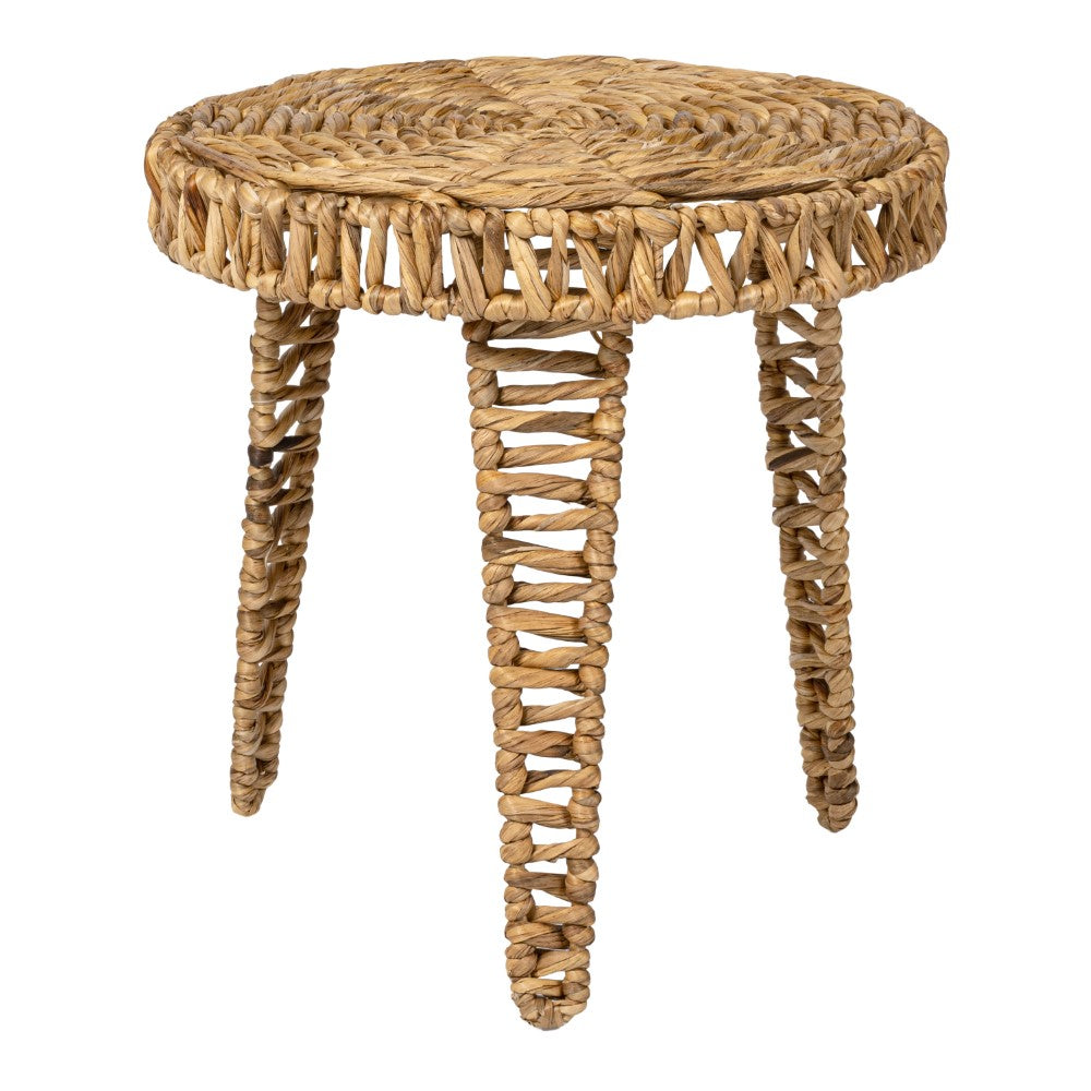 Vero 17" Coastal Bohemian Handwoven Water Hyacinth Round Tripod End Table